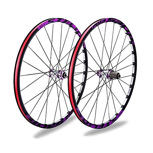 Mountain Bike Wheel : Road Bike Wheels 26" 27" Front Rear Wheel Rim Hub 1834g / Pair 24H 9, 10, 11 SPEED CASSETTE Load: 320kg, Purple-27.5inch