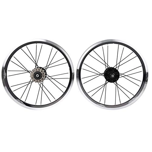 Mountain Bike Wheel : Road Bike Wheelset Aluminium Alloy 16-Inch 305 Six-Nail Disc Brake 3 S-peed Mountain Disc Double Wall Front & Back Wheels (Black)