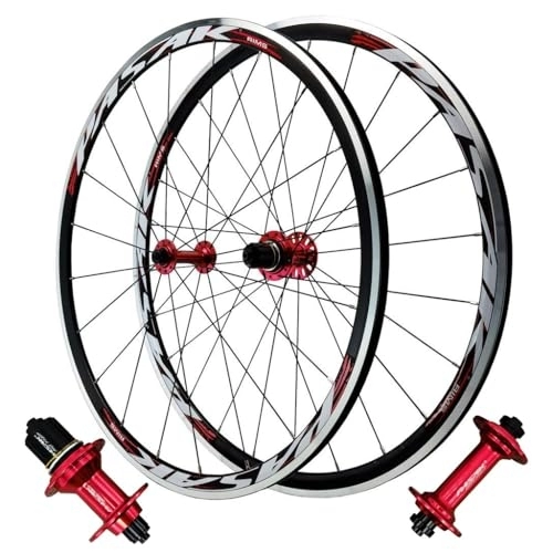 Mountain Bike Wheel : Road Racing Bike Wheelset 700C 30mm Aluminum Alloy C / V Brake Mountain Rim QR Red Bicycle Wheels for 7 / 8 / 9 / 10 / 11 Speed 1720 G
