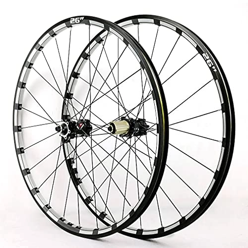 Mountain Bike Wheel : RUJIXU MTB Bike Wheelset, 26 / 27.5 / 29 inch QR Disc Brake Mountain Cycling Wheels Sealed Bearing hub Fit for 7-12 Speed Freewheels Bicycle Accessory 1750g (Color : QR Black, Size : 29in)