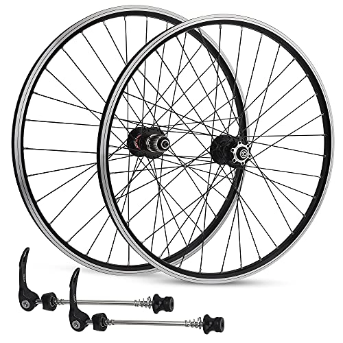 Mountain Bike Wheel : RUJIXU MTB Bike Wheelset 26" 27.5''29in V / Disc Brake Mountain Wheels Bicycle Quick Release Double Wall Rim Sealed Bearing Aluminum Hub For 7-8-9-10 Speed Cassette (Color : Black, Size : 27.5inch)