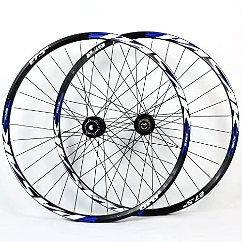 Mountain Bike Wheel : RUJIXU MTB Wheelset 26" 27.5" 29in QR Disc Brake Bicycle Front Rear-Wheel Sealed Bearing​Double Wall Rims hub Fit for 7-11 Speed Freewheels Bicycle Accessory 2090g (Color : Blue, Size : 27.5in)