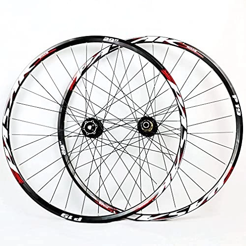 Mountain Bike Wheel : RUJIXU MTB Wheelset 26" 27.5" 29in QR Disc Brake Bicycle Front Rear-Wheel Sealed Bearing​Double Wall Rims hub Fit for 7-11 Speed Freewheels Bicycle Accessory 2090g (Color : Red, Size : 27.5in)