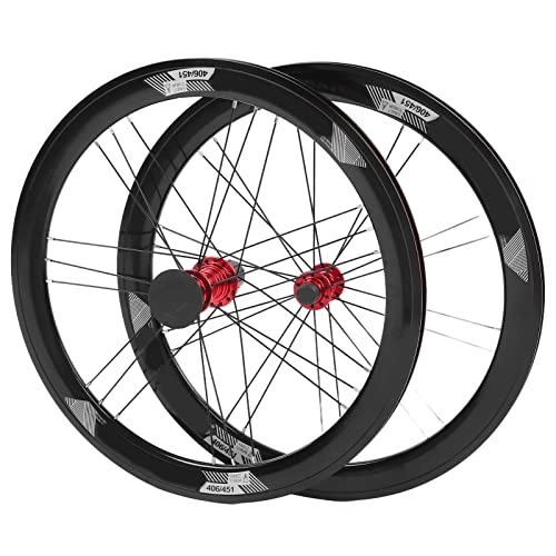 Mountain Bike Wheel : SHYEKYO Bicycle Wheelset, Fashionable Colors Flexible Stable Mountain Cycling Wheels Red Hub Black Spoke for Replacement for Cycling for Outdoor