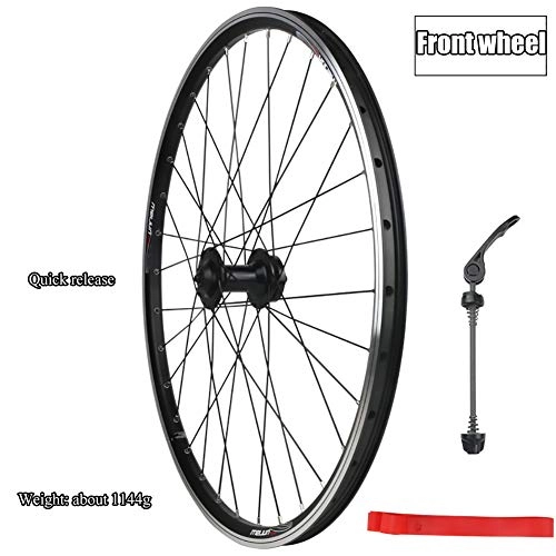 Mountain Bike Wheel : Silver Alloy 7 Speed Freewheel Hub Quick Release Front Wheel V brake split mountain bike wheel (26 Inch)