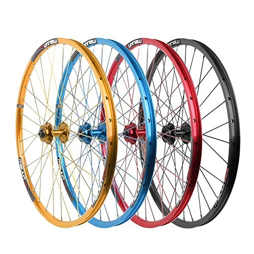 Mountain Bike Wheel : Silver Alloy ATB Hub Quick Release Front Wheel Rear wheel Mountain bike disc brake wheel set (26 Inch), Blue