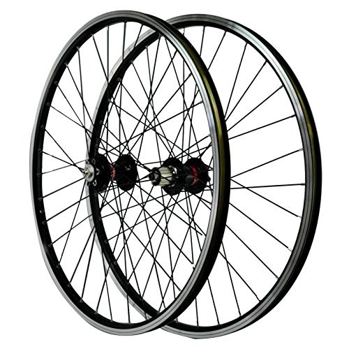 Mountain Bike Wheel : SJHFG 26" Bicycle Wheelset, Cycle Wheel 32H Front 2 Rear 4 Bearing Hub Disc Brake Mountain Bike Wheels V Brake (Color : Black)
