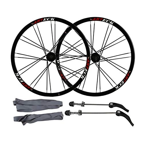 Mountain Bike Wheel : SJHFG 26 Inch Bicycle Wheelset, Mountain Bike Disc Brake Quick Release Flat Banner Cycling Wheels Wheel Hub (Color : Black)