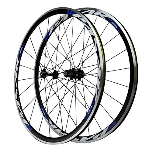Mountain Bike Wheel : SJHFG 700C Bicycle Wheelset, Double Wall MTB Rim 4 Peilin Bearing C Brake V Brake Cycling Hub Bicycle Wheel (Color : Blue)