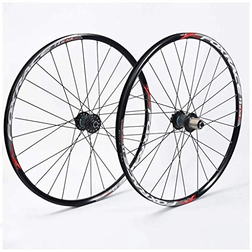 Mountain Bike Wheel : SLRMKK Mountain Bike Wheels 27.5 Inch, Double Wall Aluminum Alloy Quick Release Discbrake Mtb Hybrid Wheels 24 Hole 7 / 8 / 9 / 10 Speed