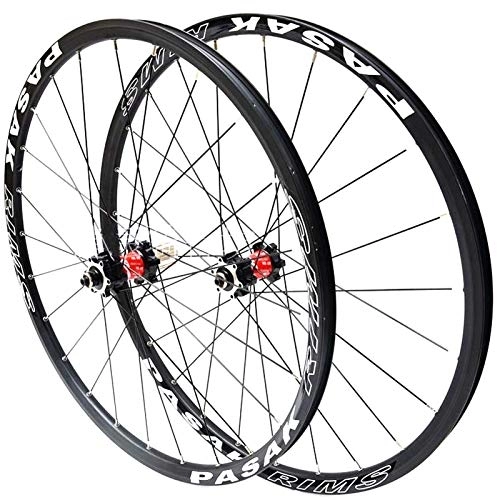 Mountain Bike Wheel : SN 26 / 27.5 Inch Ultralight Mountain Bike Wheelset Front Rear Bicycle Wheel 24 Hole 4 Bearing Disc Brake Quick Release Double Wall Rim (Color : Black Carbon Red Hub, Size : 27.5inch)