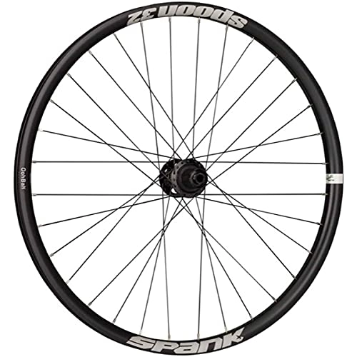 Mountain Bike Wheel : Spank Spoon32, 26", 32H, Hub Spike 20 x 110 mm + Adap 15 x 100 Adult Unisex Front MTB Wheel, Black, 15 x 100 mm
