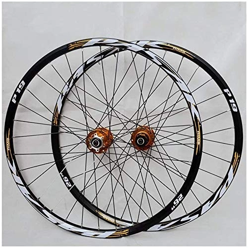 Mountain Bike Wheel : Super Light Carbon Wheels 27.5In MTB Bike Wheelset, Double Wall Rim Mountain Cycling Hub Hybrid / Mountain Quick Release 27.5 Hole 8 / 9 / 10 / 11 Speed, for Mountain Bicycle, Gold