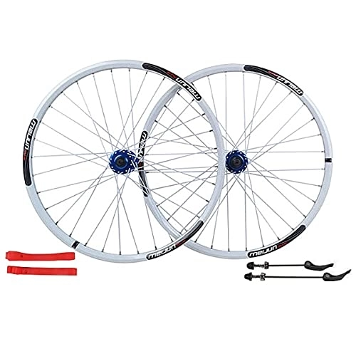 Mountain Bike Wheel : TANGIST 26 Inch Bike Wheelset, Double Wall Aluminum Alloy MTB Rim Disc Brake Quick Release 32 Hole 7 8 9 10 Speed (Color : White)