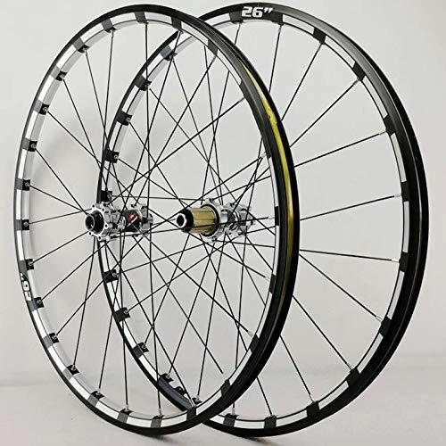 Mountain Bike Wheel : Thru Axle Wheelset 26 / 27.5 Inch Bike Wheel Set Mountain 4 Palin Disc Brake Double Wall Alloy Rim CNC Front Rear for 7 / 8 / 9 / 10 / 11 / 12 Speed