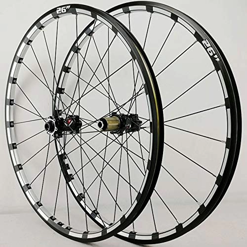 Mountain Bike Wheel : Thru Axle Wheelset 26 / 27.5 Inch Bike Wheel Set Mountain 4 Palin Disc Brake Double Wall Alloy Rim CNC Front Rear for 7 / 8 / 9 / 10 / 11 / 12 Speed (Color : Black Hub, Size : 27.5inch)