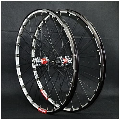 Mountain Bike Wheel : TOMYEUS Double Wall Aluminum Alloy Mountain Bike Wheels 26 / 27.5 / 29 Inch, Hybrid / MTB Rim Wheelset 24 Holes for 7 / 8 / 9 / 10 / 11 Speed Disc (Size : 27.5 INCH)