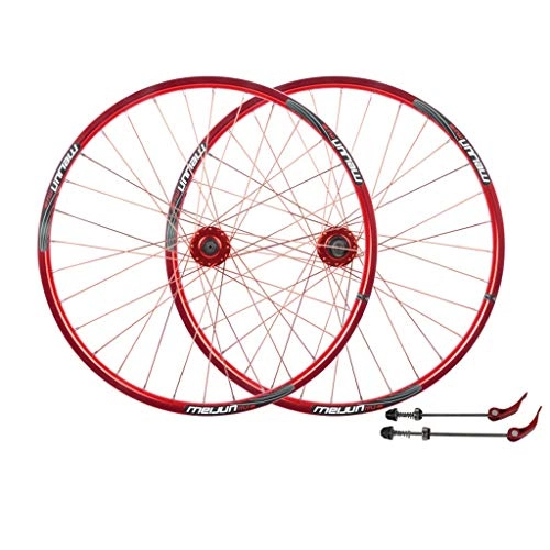 Mountain Bike Wheel : Training Rope Mountain Bike Wheelset Front And Rear Wheel set 26" Disc Brake Quick Release Bicycle Wheel Aluminum Alloy Wheel (Color : Red)