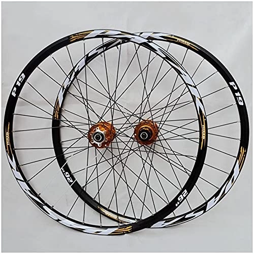 Mountain Bike Wheel : TYXTYX 26 Inch 27.5”29 Er Bicycle Wheelset, Double Wall Aluminum Alloy Mountain Bike Wheels Sealed Bearings Hub 12 Speed Wheels (Color : Gold, Size : 26 inch)
