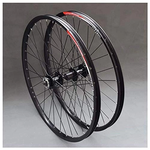 Mountain Bike Wheel : TYXTYX 26 Inch Bicycle Wheelset MTB Front Wheel Bike Bicycle Rim Bicycle Wheels Double-Walled Cassette Hub Sealed Bearing Disc Brake QR 7-11 Speed 32H, Black