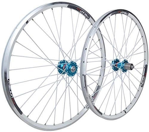 Mountain Bike Wheel : TYXTYX 26" Mountain Bike Wheel Double Wall Alloy Bicycle Rims Disc V- Brake Quick Release Front 2 Rear 4 Palin 8 9 10 Speed 32H White