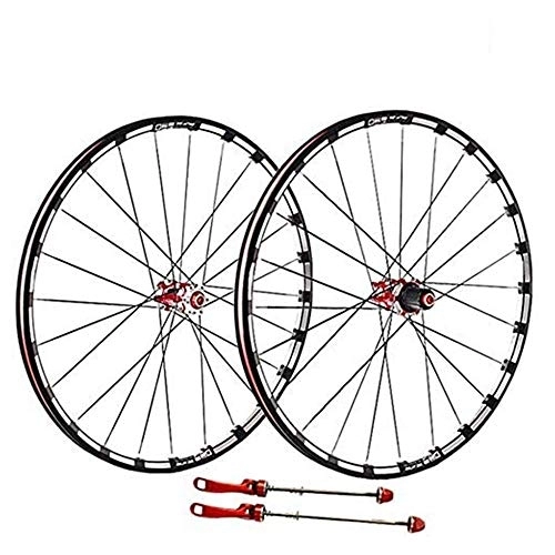 Mountain Bike Wheel : TYXTYX Bike Rear Wheel Mountain Bike Wheelset 26 / 27.5 Inches, Double-Walled Aluminum Alloy Wheels Disc Brake Carbon Fiber Hub Palin Bearings 7 / 8 / 9 / 10 / 11 Speed Cassette, Red, 26inch