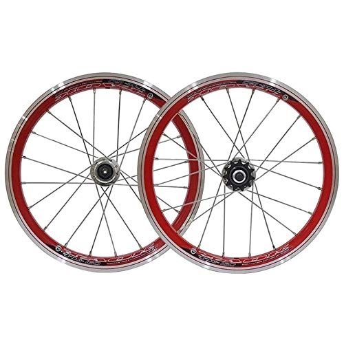 Mountain Bike Wheel : TYXTYX Front Bicycle Wheel MTB Bike Wheelset 16Inch Bike Wheelset, Sealed Bearings Hub 20Hole V- Brake Single Speed Double Wall Cycling Wheels, Red