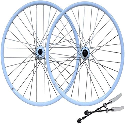 Mountain Bike Wheel : TYXTYX Front Rear Bicycle Bike Wheelset, Bike Bicycle Wheel 26" Wheel Set MTB Double Wall Alloy Rim Disc Brake 7-11 Speed Palin Bearing Hub Quick Release 6 Colors, White