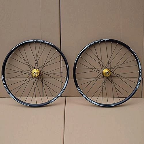 Mountain Bike Wheel : TYXTYX Lightweight Mountain Bike Wheel Set 32 ?holes 26" / 27.5" / 29" Bicycle Wheel Set Disc Brake Quick Release Gold Hub Drum(front Wheel + Rear Wheel)