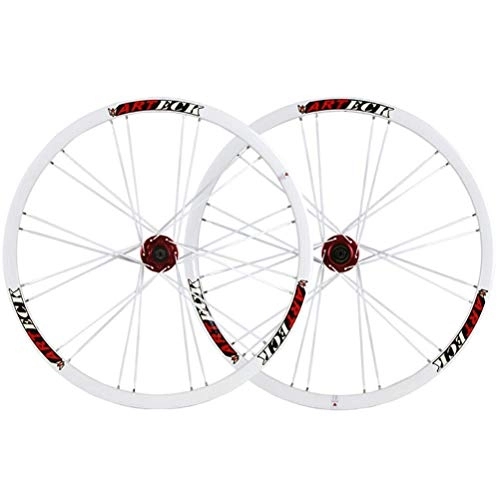 Mountain Bike Wheel : TYXTYX MTB 26" Bike Wheel Set Double Wall MTB Alloy Rim Quick Release Disc Brake Mountain 24 Hole Disc Brake 7 8 9 10 Speed (Color : Red)
