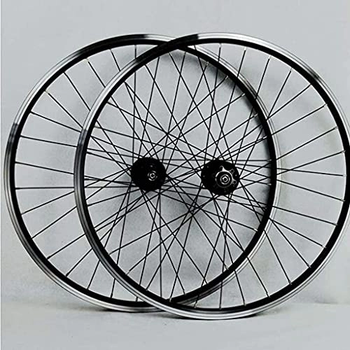 Mountain Bike Wheel : TYXTYX MTB Mountain Bike，Wheel Set，26inch Disc V Brake Wheelset Sealed Bearing Smooth Wheels Aluninum Alloy Double Layer Rim 32H Rims 11Speed (Color : Black)