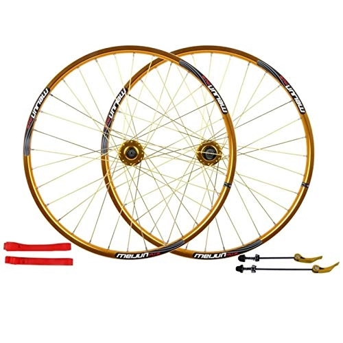 Mountain Bike Wheel : TYXTYX Quick Release Axles Bicycle Accessory 26" Bicycle Front and Rear Alloy Wheels MTB Wheel Set disc Brake Quick Release 7, 8, 9, 10 Speed Road Bicycle Cyclocross Bike Wheels (Color : Gold, Size :