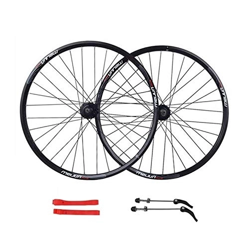 Mountain Bike Wheel : TYXTYX Quick Release Axles Bicycle Accessory 26 Inch Mountain Cycling Wheel Set Hub Rims 32H Disc Brake Double Wall 2113g Load: 150kg Road Bicycle Cyclocross Bike Wheels (Color : Black)