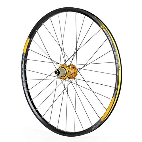 Mountain Bike Wheel : TYXTYX Quick Release Axles Bicycle Accessory Bicycle Rear Wheel 26 / 27.5 Inch, Double Wall Racing MTB Rim QR Disc Brake 32H 8 9 10 11 Speed Road Bicycle Cyclocross Bike Wheels (Color : Gold, Size :