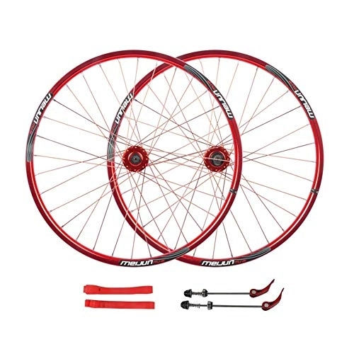 Mountain Bike Wheel : TYXTYX Red 26" MTB Bike Wheel Set, Rims Double Wall Quick Release Disc Brake 32 Holes Compatible 7-8-9-10 Speed Bearing Hub