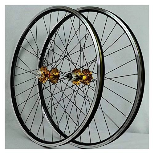 Mountain Bike Wheel : TYXTYX Wheelset 26 Inch Mountain Bike Double Wall Alloy Rim Disc / V-Brake Front 2 Rear 4 Palin Quick Release For 7 / 8 / 9 / 10 / 11 Speed Freewheel Set (Color : C)