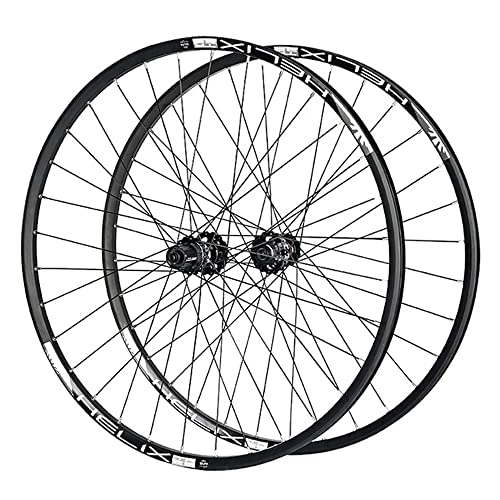 Mountain Bike Wheel : Uioy 2pcs Mountain Bike Wheelset, 26" 27.5" Cycling Front / Rear Wheel Rim Disc Brake, Fit 8-11 Speed Cassette Freewheel (Color : Black, Size : 27.5inch)