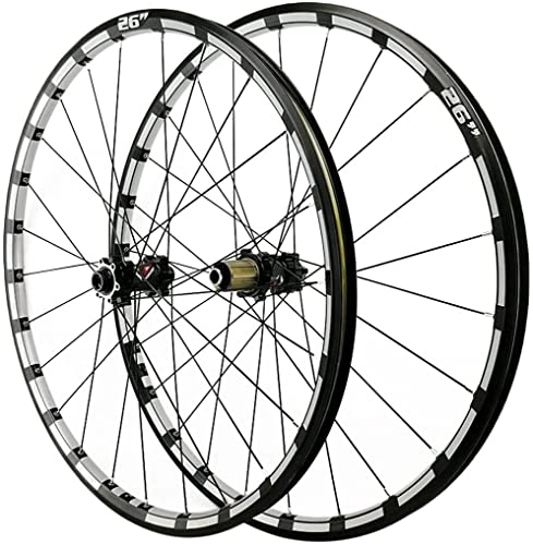 Mountain Bike Wheel : UPPVTE 26 / 27.5 / 29in Mountain Bike Wheels Double Walled Aluminum Alloy Rim Disc Brake Thru Axle 24 Holes 7 / 8 / 9 / 10 / 11 / 12 Speed Cassette Wheel (Color : Black, Size : 26inch)
