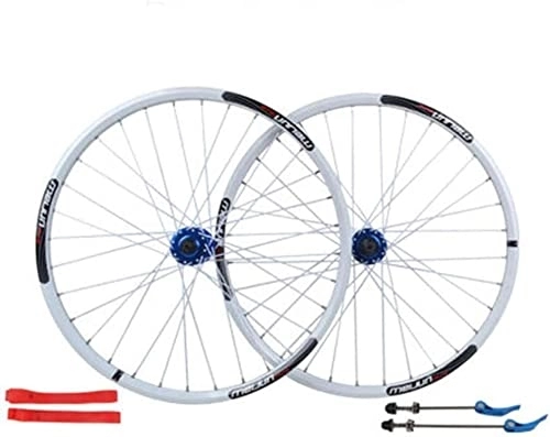 Mountain Bike Wheel : UPPVTE 26In Bicycle Wheelset, 32H Double-walled Aluminum Alloy Disc Brake Quick Release American Valve 7 / 8 / 9 / 10 Speed Mountain Bike Wheel Wheel (Color : White, Size : 26inch)