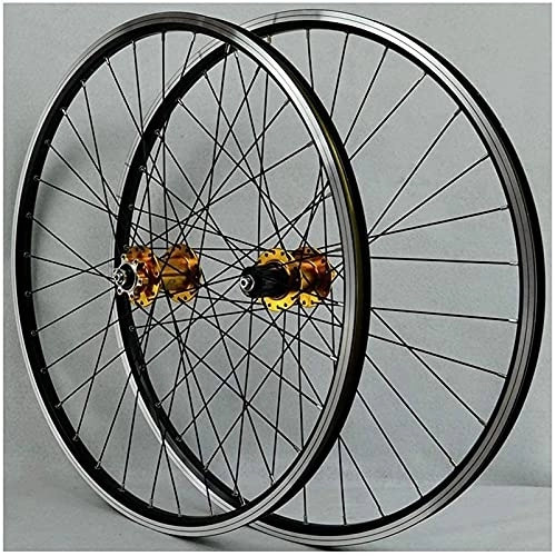 Mountain Bike Wheel : UPPVTE MTB Bike Wheelset Front Rear Mountain Cycling Wheels Double Wall Aluminum Alloy Disc / V-Brake 32 Hole Rim 7 / 8 / 9 / 10 Cassette Wheels Wheel (Color : Yellow, Size : 27.5inch)