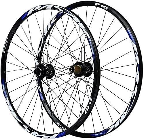 Mountain Bike Wheel : UPVPTK 26 / 27.5 / 29In Bicycle Wheelset, Barrel Shaft Hybrid Mountain Bike Wheels Double Wall Disc Brake Quick Release Rim 32H 7-11 Speed Wheel (Color : Blue, Size : 27.5INCH)