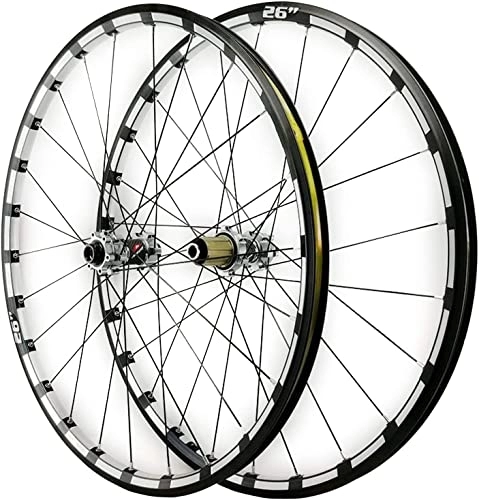 Mountain Bike Wheel : UPVPTK 26 / 27.5in Mtb Front Rear Wheel, Thru axle Mountain Bike Wheel Set 24 Holes Disc Brake Three Sides CNC 7 / 8 / 9 / 10 / 11 / 12 Speed Wheel (Color : Silver hub, Size : 26INCH)