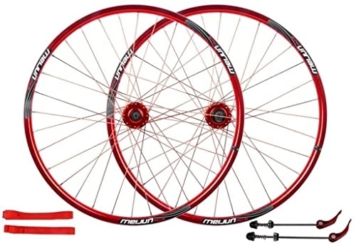 Mountain Bike Wheel : UPVPTK Alloy Double Wall Rim 26 Inch MTB Cycling Wheels, 32H Bike Wheelset Disc Brake Quick Release Sealed Bearings Compatible 7 8 9 10 Speed Wheel (Color : Red, Size : 26inch)