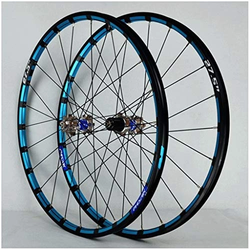 Mountain Bike Wheel : VBCGGGG 26 27.5 Inch Bicycle Front & Rear Wheel MTB Blue Rim Mountain Bike Wheelset 24 Spoke Disc Brake For 7-12 Speed Cassette Flywheel QR Freewheel (Color : B-BLUE, Size : 27.5INCH)