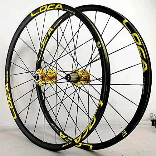 Mountain Bike Wheel : VBCGGGG Bike Wheels 26 / 27.5 Inch 11 Speed MTB Rim Racing Bike Wheelset Quick Release 24 Spokes For Hybrid / Mountainbike Freewheel (Color : A-GOLD, Size : 27.5INCH)