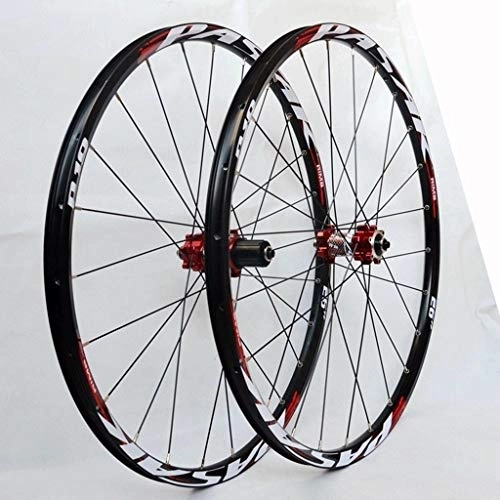 Mountain Bike Wheel : VBCGGGG MTB Bicycle Wheel 26 27.5 29inch Disc Brake Bike Wheelset 24 Spoke 7-12speed Cassette Flywheel QR Sealed Bearing Hubs 1850g Freewheel (Color : RED)