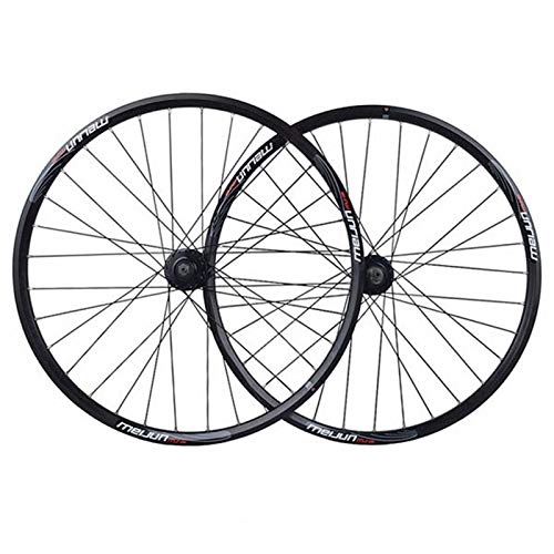 Mountain Bike Wheel : VBCGGGG MTB Bicycle Wheel Set 26 Inch Mountain Bike Dõụblë Wall Rims Disc Brake Hub QR For 7 / 8 / 9 / 10 Speed Cassette 32 Spoke Freewheel (Color : BLACK HUB, Size : 26INCH)