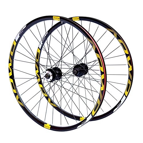 Mountain Bike Wheel : VBCGGGG MTB Bike Wheels 26 27.5 29 Inch Cycling Wheel 32 Spokes Quick Release Bicycle Wheel Dõụblë Wall Rims Disc Brake For 8 9 10 Speed Cassette Flywheel Freewheel (Color : GOLD, Size : 27.5IN)
