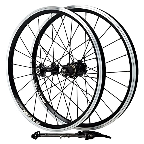 Mountain Bike Wheel : vivianan 20 Inch 406 Mountain Bike Wheelset V Brake 24holes Front Rear Wheel Double-walled Aluminum Alloy Rim Quick Release Bicycle Wheel 7 8 9 10 11 12 Speed (Color : 100 / 130mm)