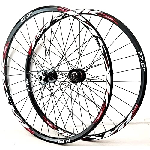 Mountain Bike Wheel : vivianan 26 27.5 29 Inch MTB Bike Wheelset Quick Release Disc Brake Mountain Bicycle Wheelset, Aluminum Alloy Rim 32H Front Rear Wheels Fit 7-11 Speed Cassette (Color : Black hub, Size : 27.5inch)